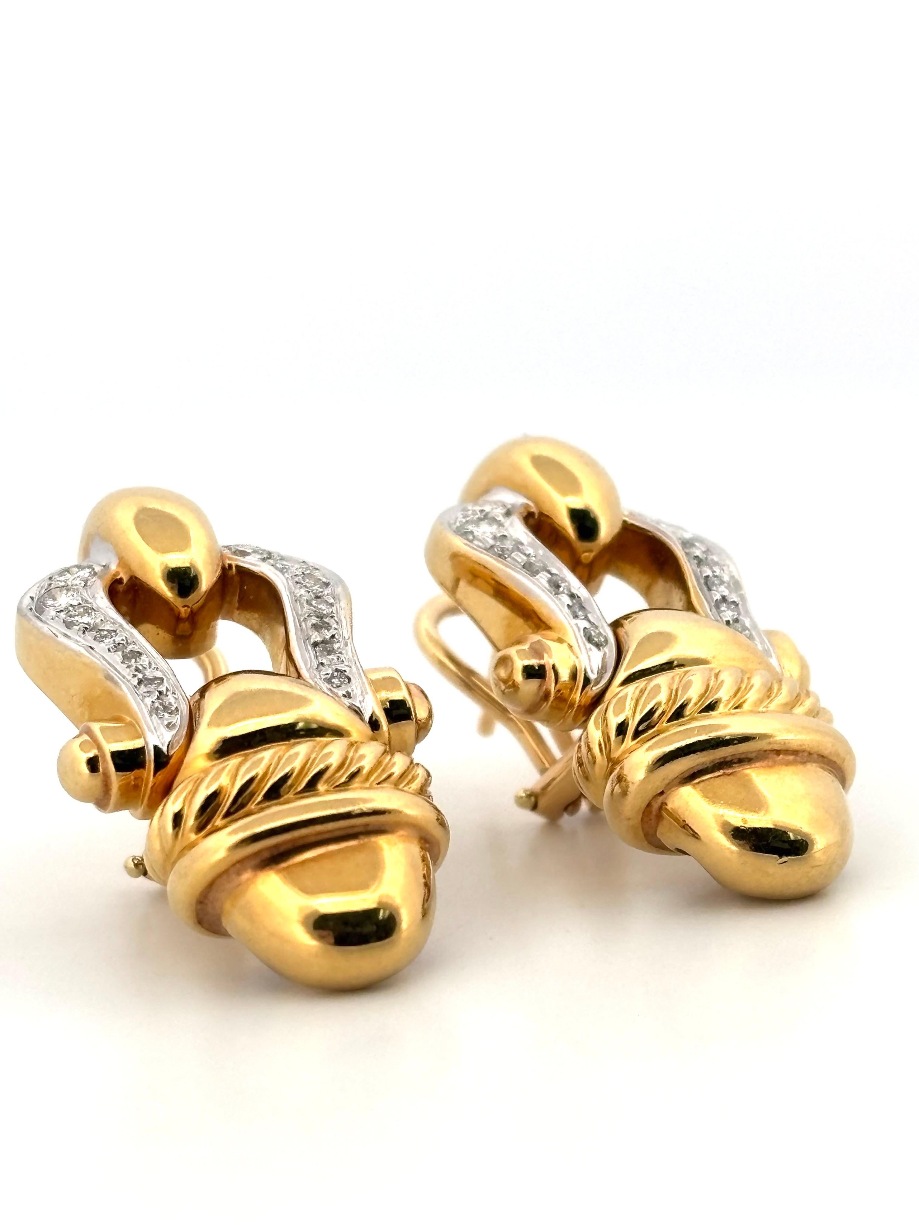 David Yurman - Orecchini in oro 18k con diamanti da 0,40 carati - Stile ghianda con fibbia in vendita 2