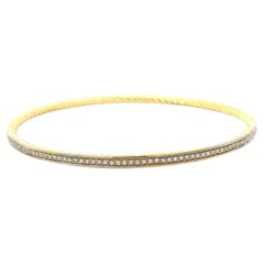 David Yurman 18k Gold 1.1ctw Diamond Infinity Cable Slip On Bangle Bracelet