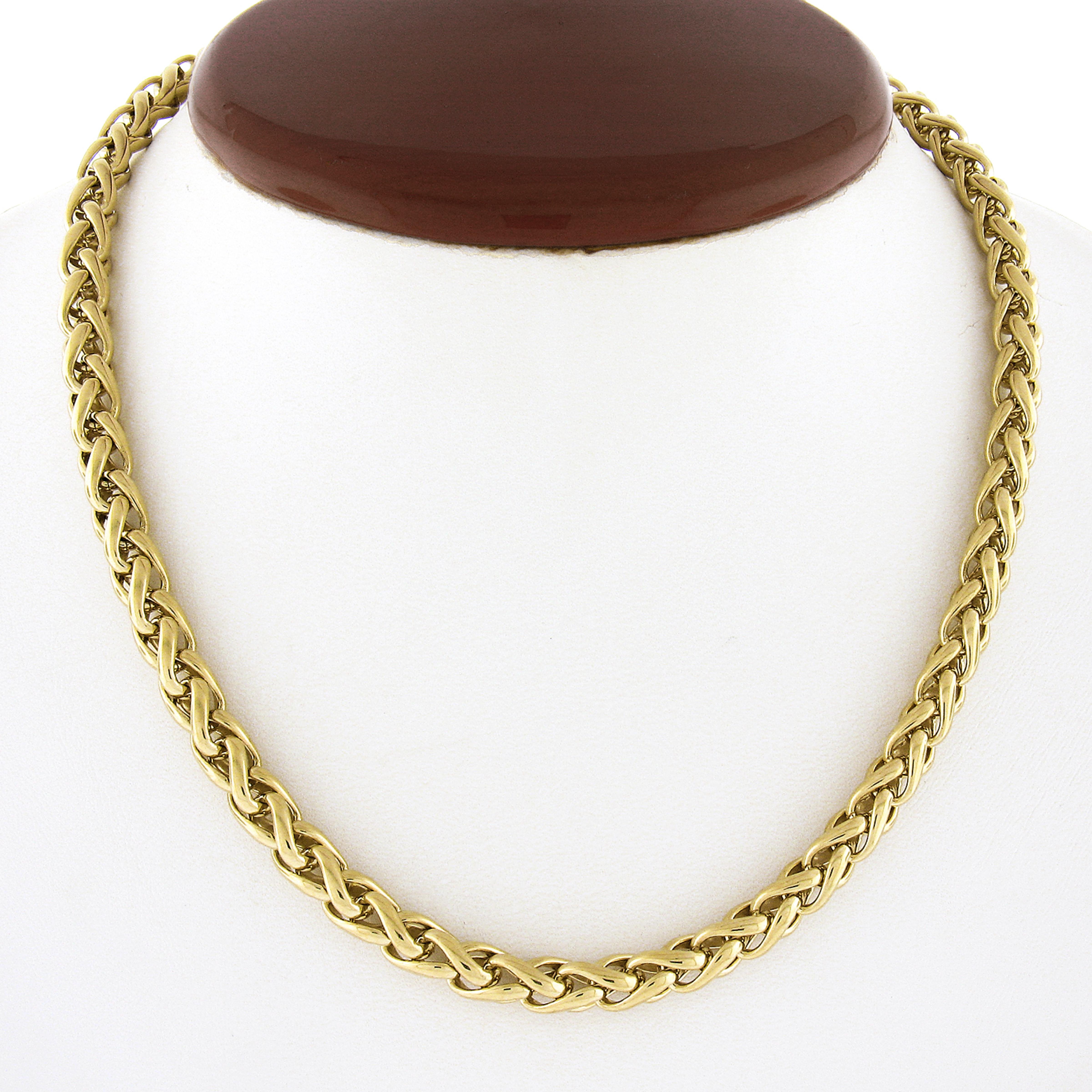 Women's or Men's David Yurman 18K Gold Wheat Link Chain Necklace w/ 1ct Pave Diamond