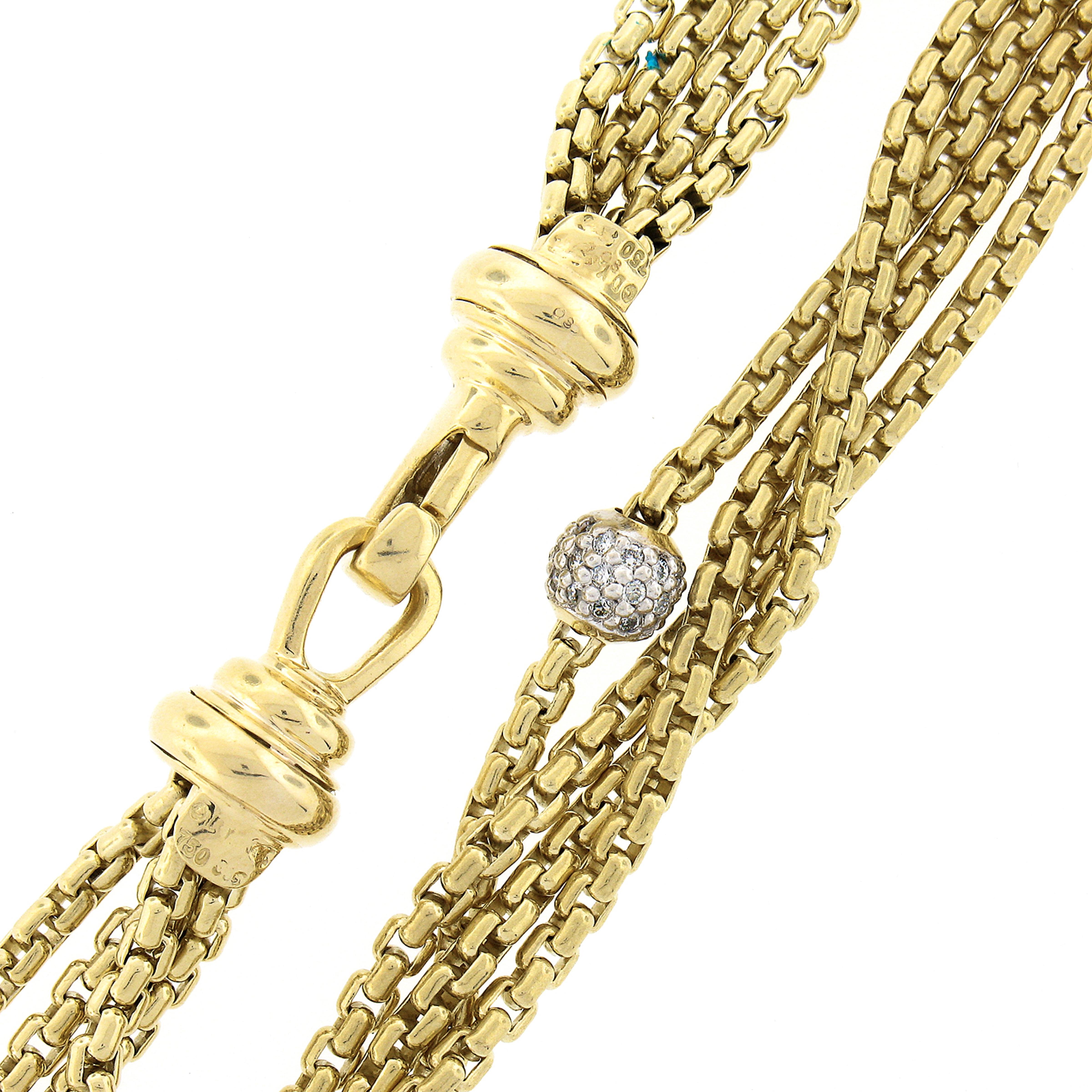 David Yurman: 18 Karat Gold Halskette mit 4 Strängen, Pavé-Diamant, Ball Station im Zustand „Gut“ in Montclair, NJ