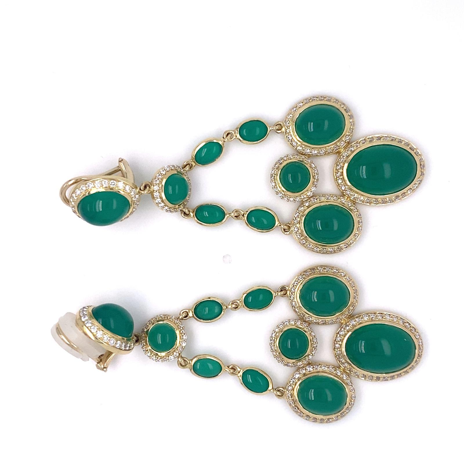 David Yurman 18k Gold & 4.46ct Diamond Renaissance Ear Clips with Chrysoprase For Sale 9