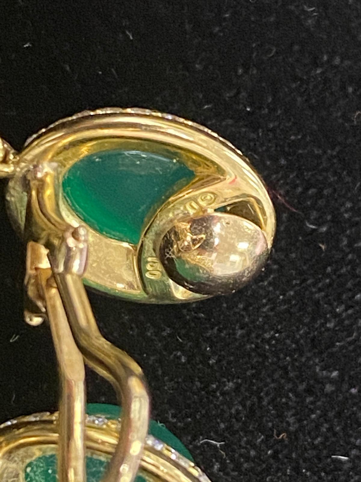 David Yurman 18k Gold & 4.46ct Diamond Renaissance Ear Clips with Chrysoprase For Sale 10