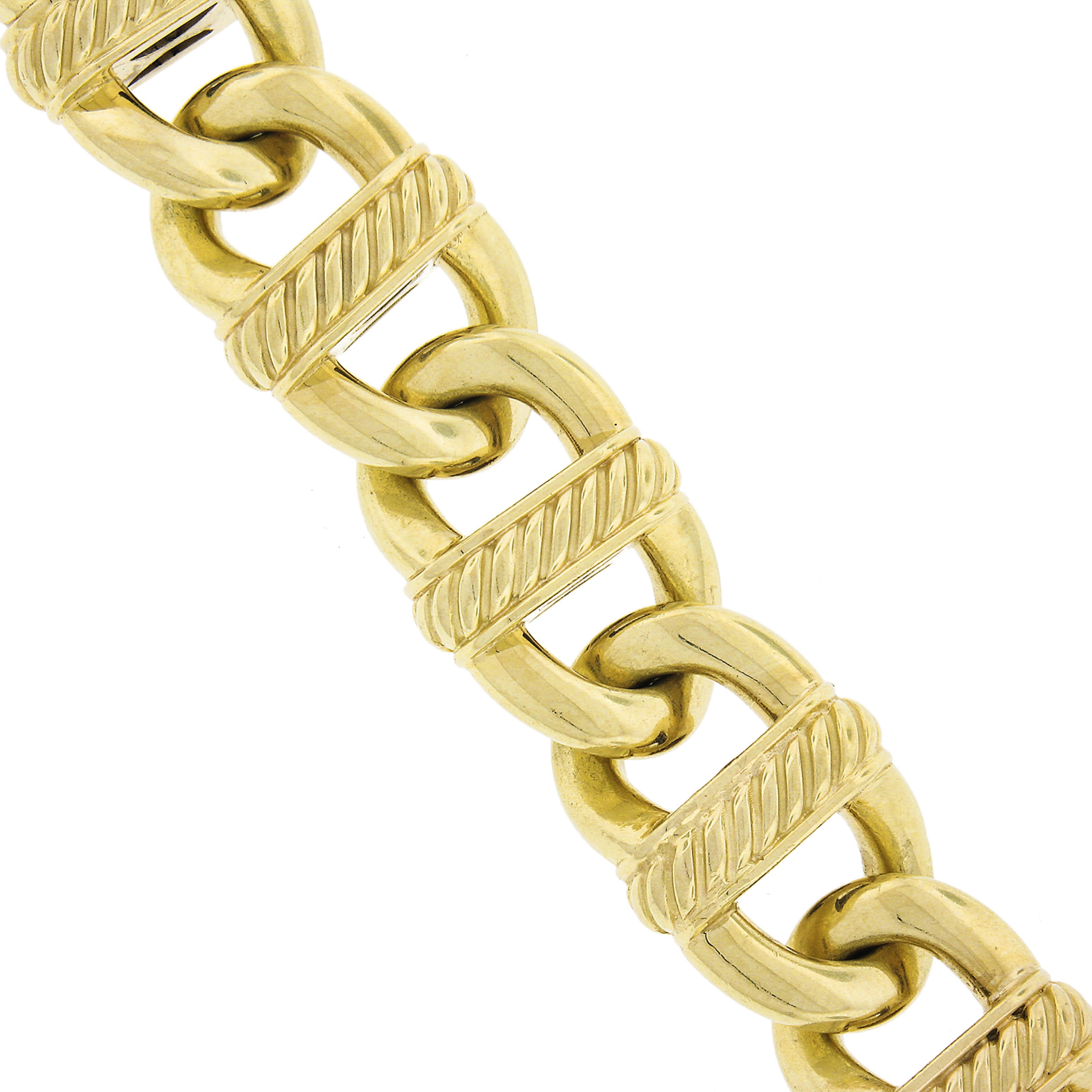 Women's or Men's David Yurman 18k Gold Open Cable Link Chain Bracelet W/ Twisted Wire For Sale