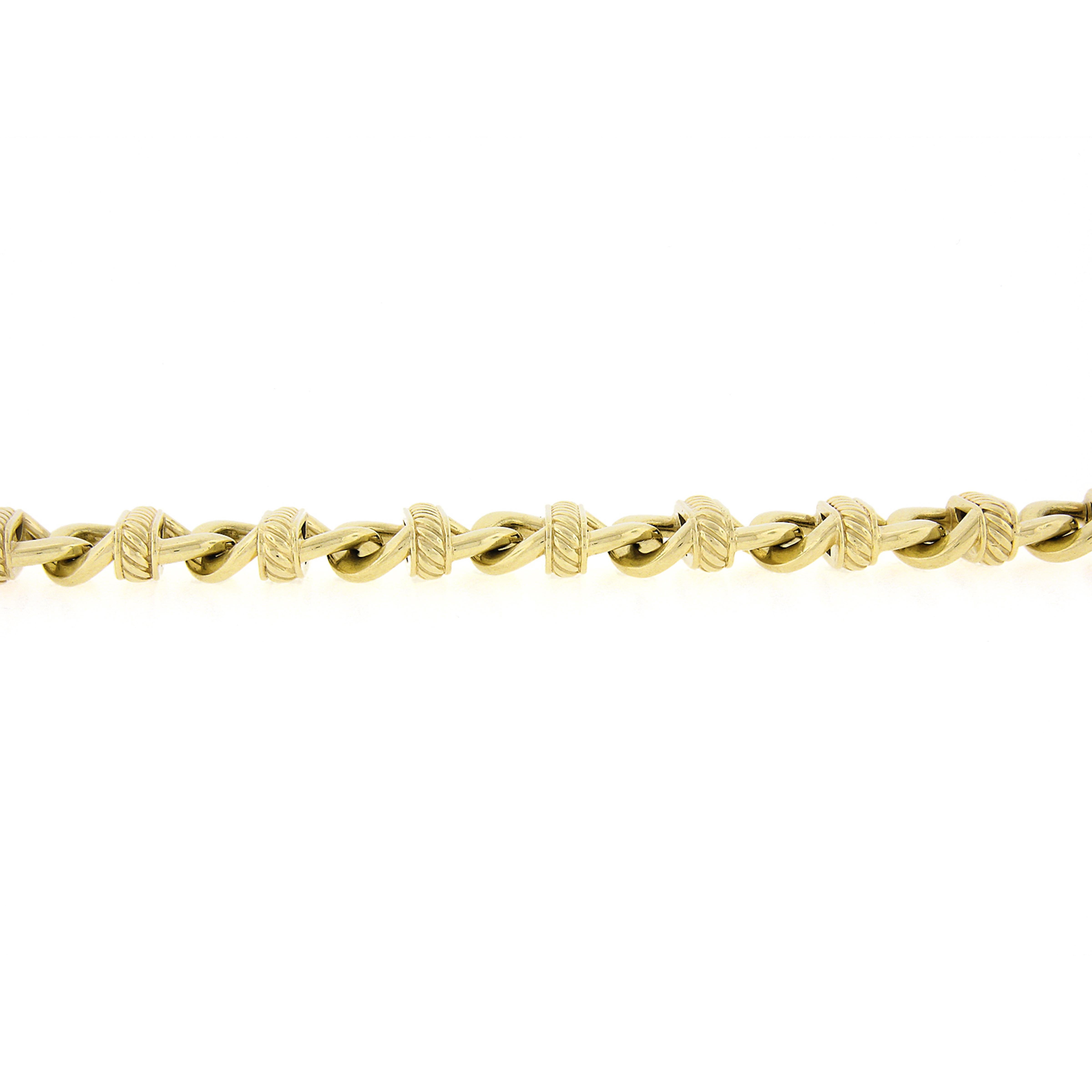David Yurman 18 Karat Gold 6,5 Zoll breites, offenes Kabel-Gliederarmband mit gedrehtem Draht im Angebot 2