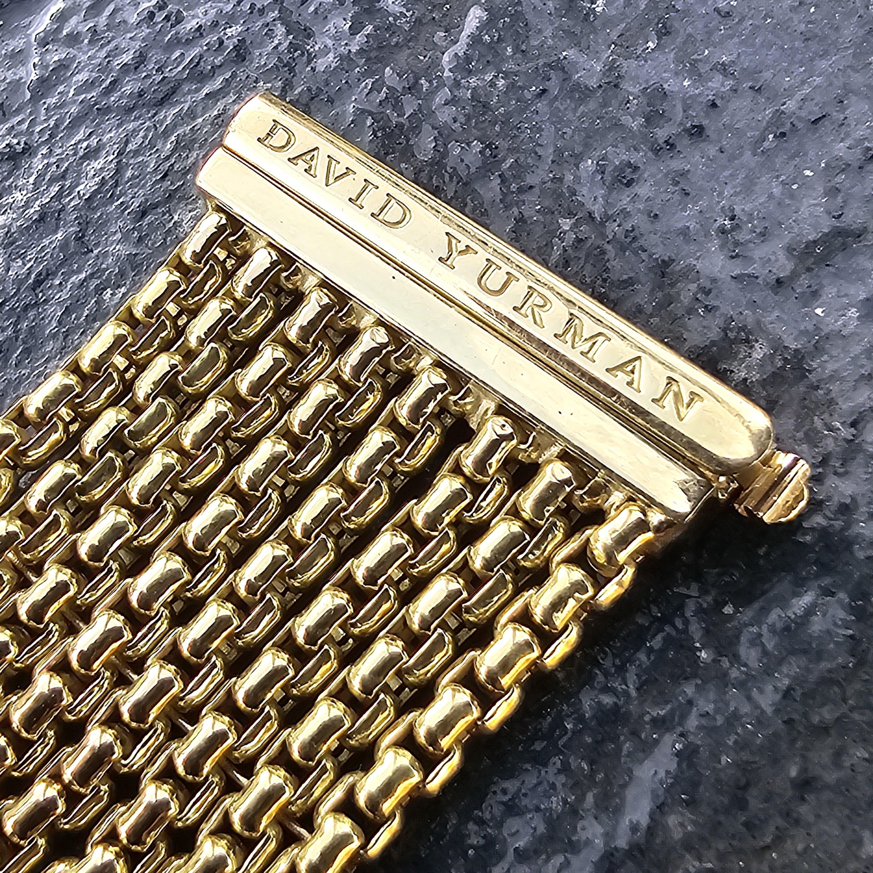 David Yurman Pulsera de oro de 18 quilates con 8 filas de cadenas Pave de diamantes X  7