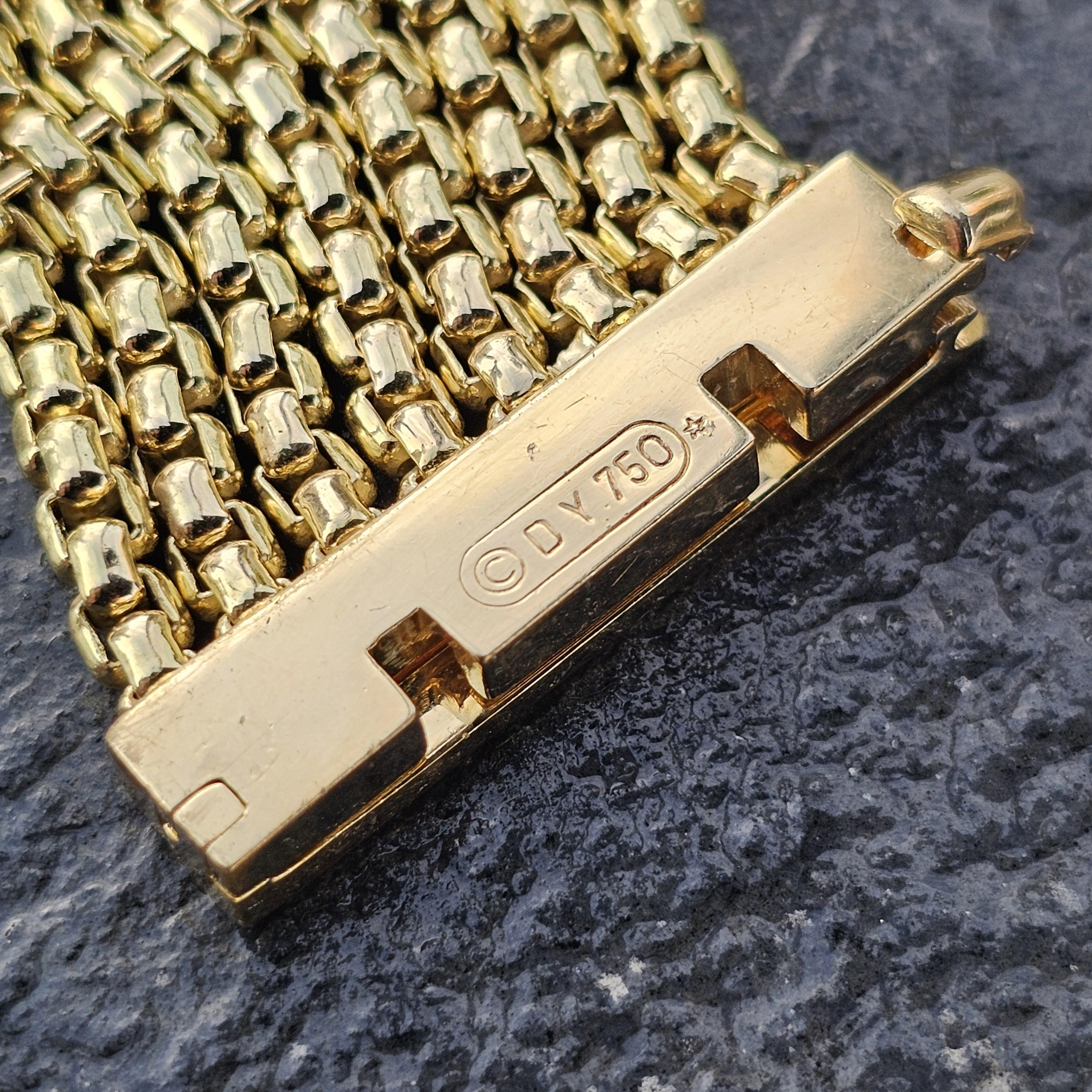 David Yurman Pulsera de oro de 18 quilates con 8 filas de cadenas Pave de diamantes X  7