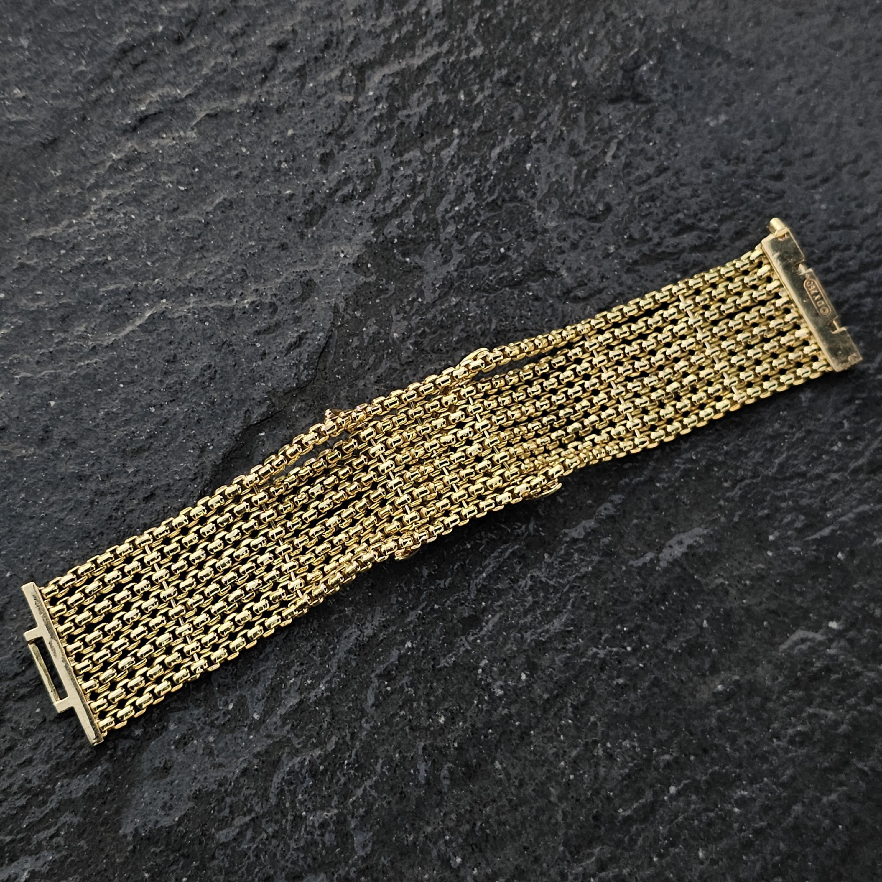 David Yurman Pulsera de oro de 18 quilates con 8 filas de cadenas Pave de diamantes X  7