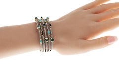 David Yurman 18 Karat Gold 925 Silver 5-Row Confetti Gemstone Cuff Bracelet