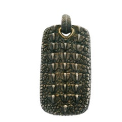 David Yurman 18k Gold and Sterling Silver Alligator Dog Tag Pendant