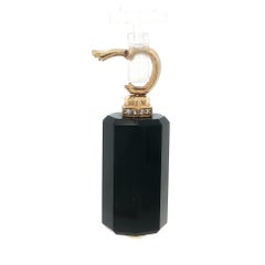 David Yurman 18k Gold Barrel Black Onyx w/ Diamond Enhancer Pendant