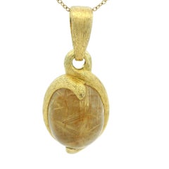 David Yurman 18K Gold Brazilian Rutilated Quartz Pendant, Contemporary