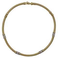 Collana David Yurman in oro 18 carati con filo intrecciato e pavé di diamanti