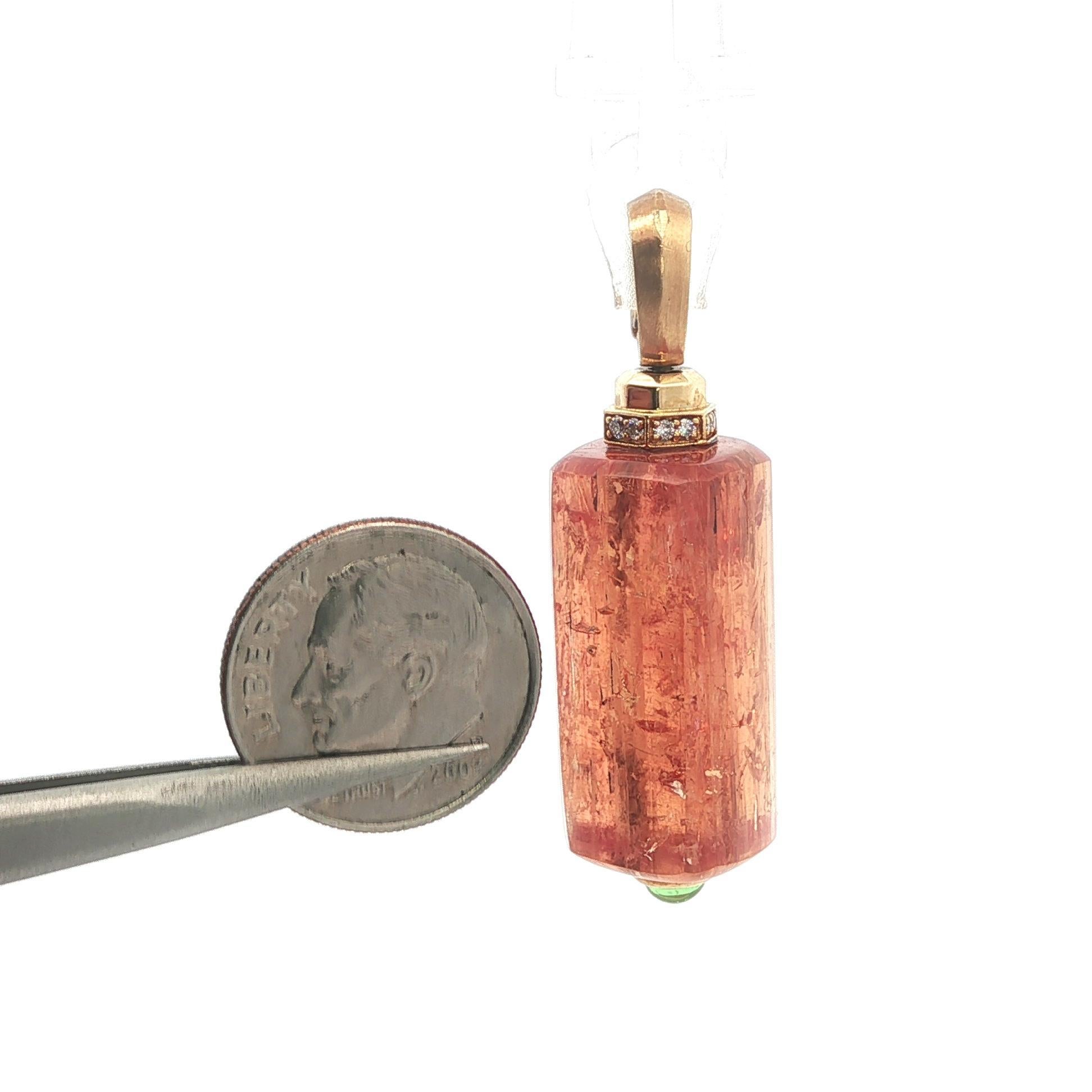 Women's David Yurman 18k Gold Citrine Diamond Green Stone Barrel Amulet Enhancer Pendant For Sale