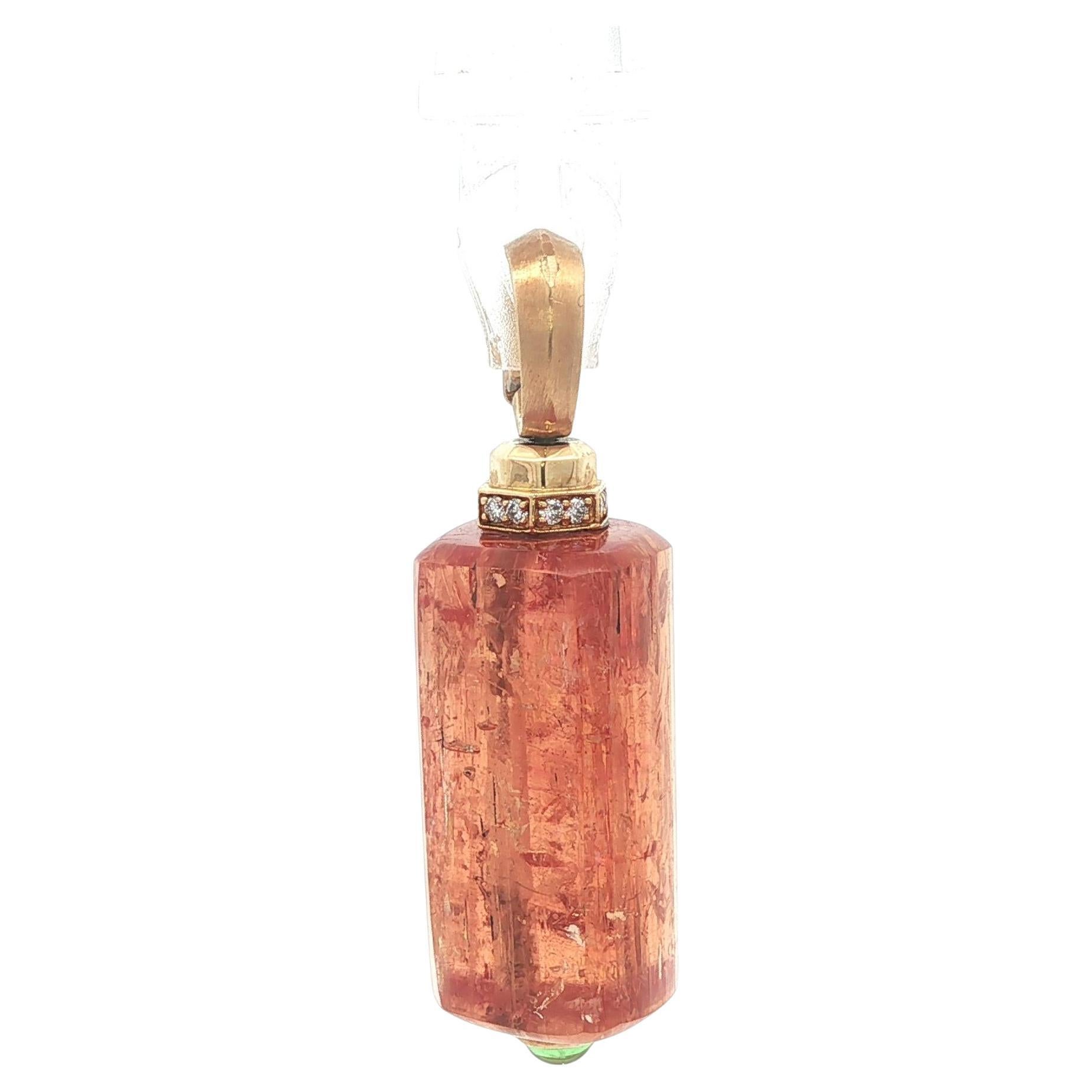 David Yurman 18k Gold Citrine Diamond Green Stone Barrel Amulet Enhancer Pendant