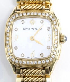 David Yurman 18k Gold & Diamond Bezel Thoroughbred Watch Mother of Pearl