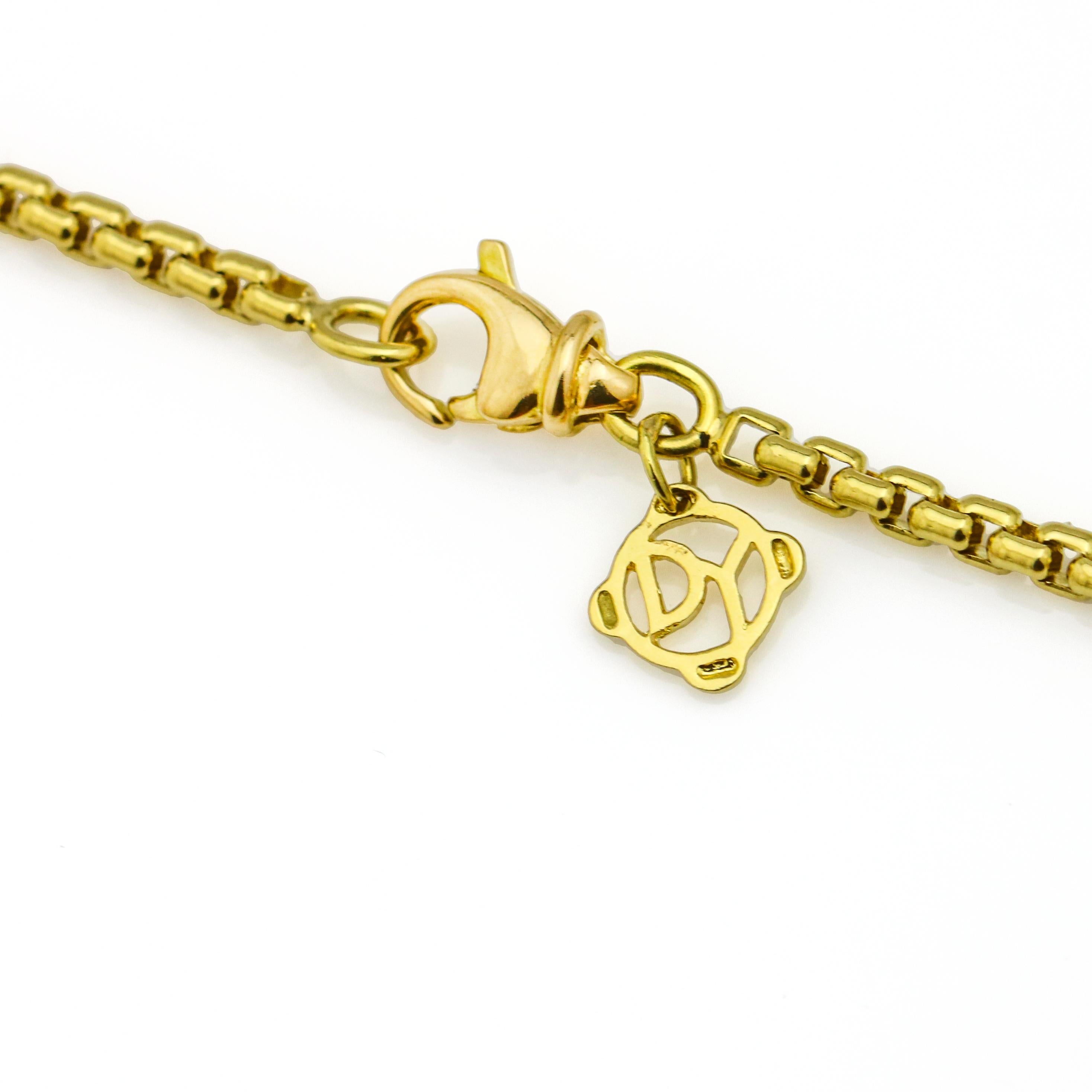 Round Cut David Yurman 18 Karat Gold Diamond Pearl Pink Tourmaline Quatrefoil Necklace