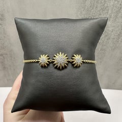 David Yurman 18K Gold Diamond Starburst Bracelet 0.15ct 8.75 Inch