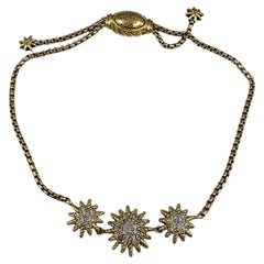 David Yurman 18K Gold Diamond Starburst Bracelet 0.15ct 8.75 Inch