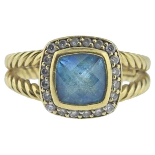 David Yurman 18k Gold Diamond & Topaz Ring For Sale