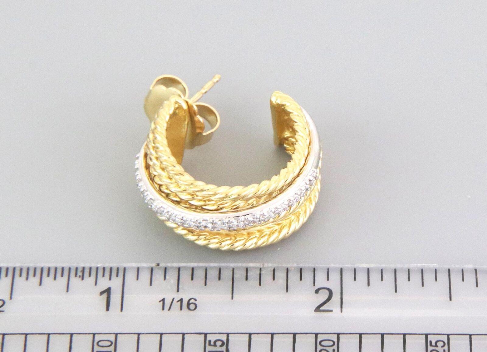 Women's David Yurman 18k Gold & Diamonds Crossover Hoop Earrings