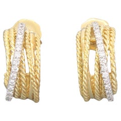 David Yurman 18k Gold & Diamanten Crossover Creolen-Ohrringe