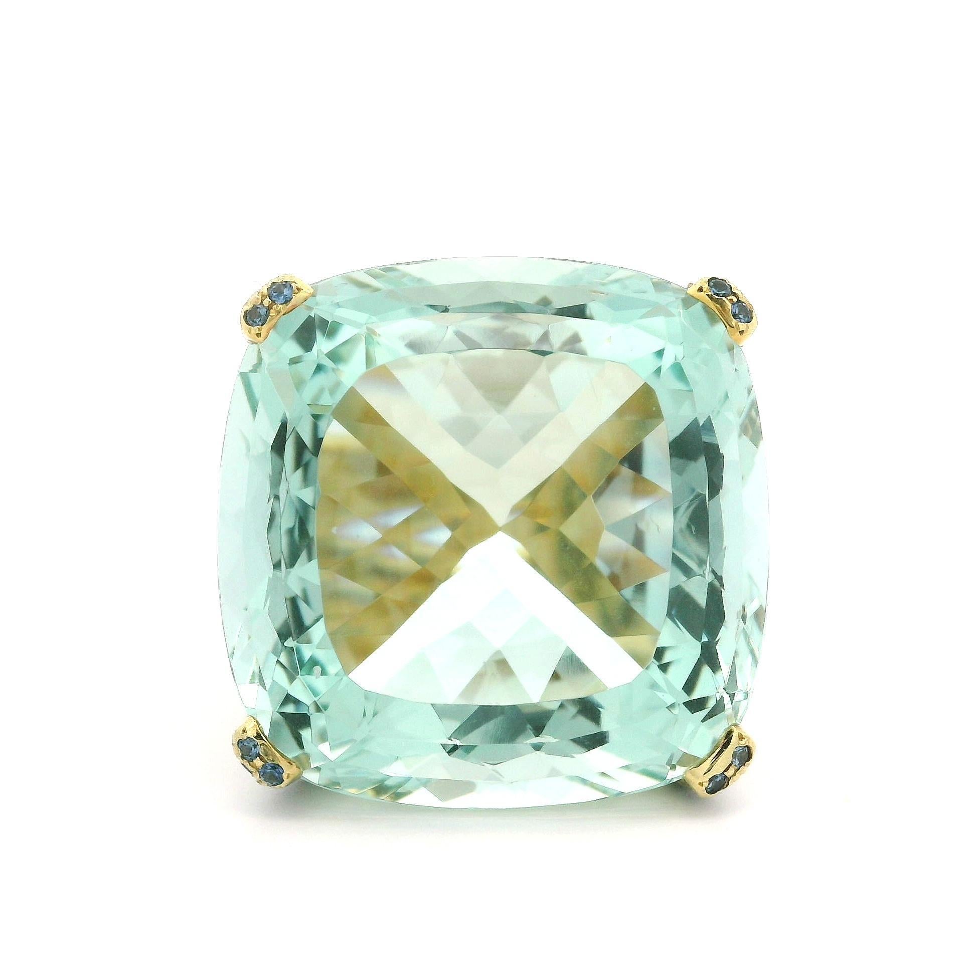 David Yurman 18k Gold GIA 77.73ct Huge Aquamarine Sapphire Cable Statement Ring For Sale 5