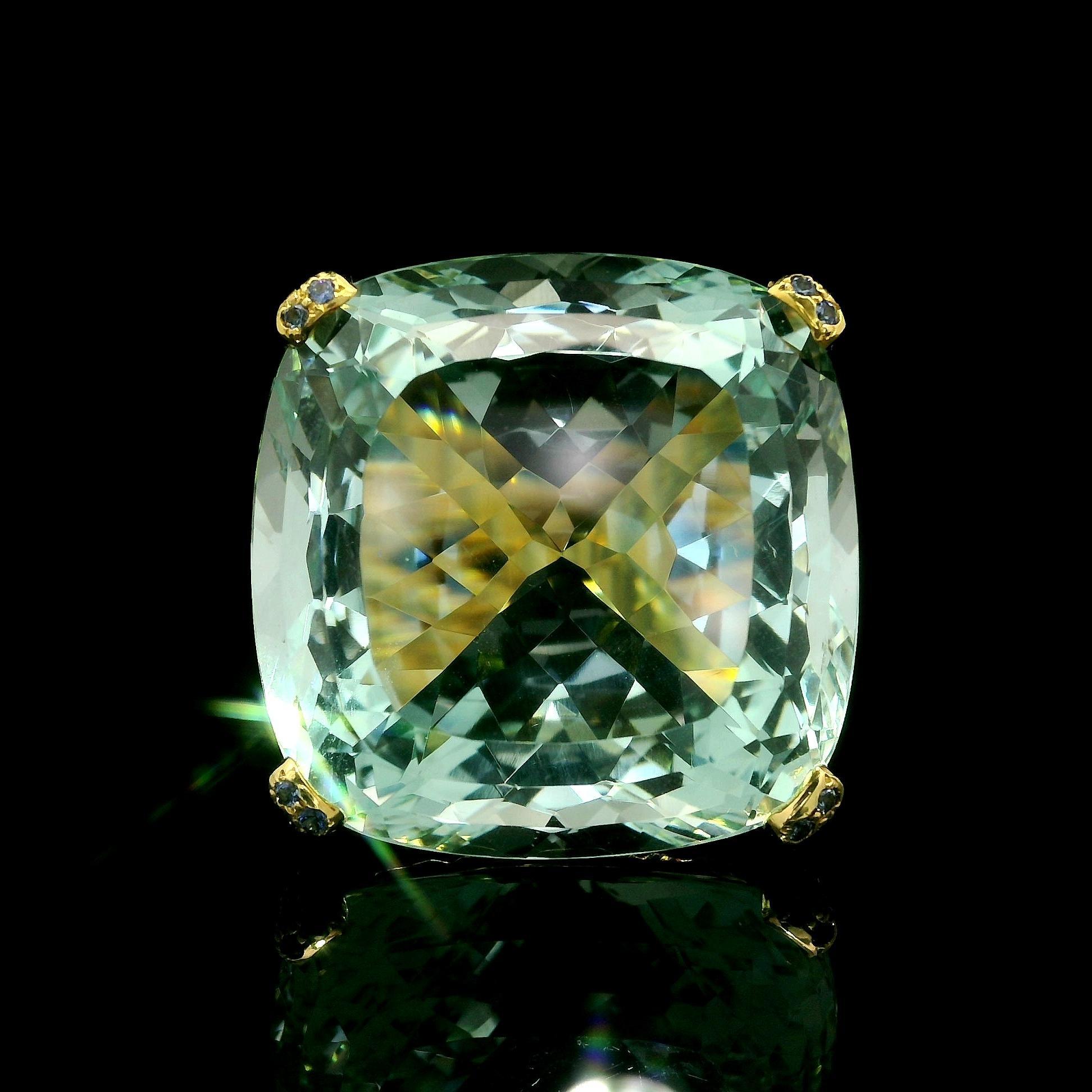 David Yurman 18k Gold GIA 77.73ct Huge Aquamarine Sapphire Cable Statement Ring For Sale 9