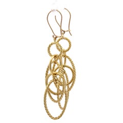 David Yurman 18k Gold Interlocking Polished & Cable Dangle Drop Earrings