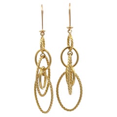 David Yurman 18k Gold Interlocking Polished & Cable Dangle Drop Earrings