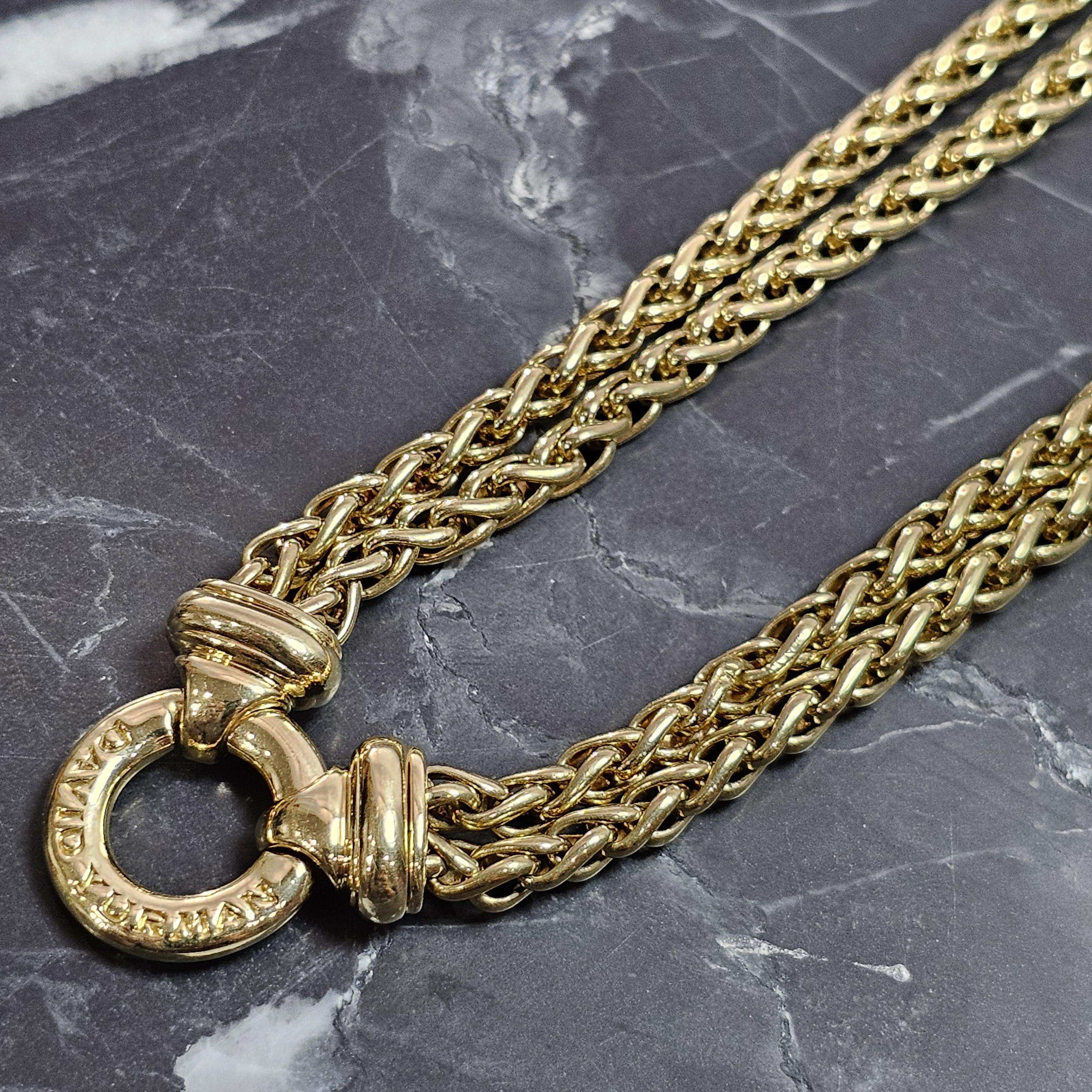 David Yurman 18k Goldes Double Wheat Chain Donut Pendant 20