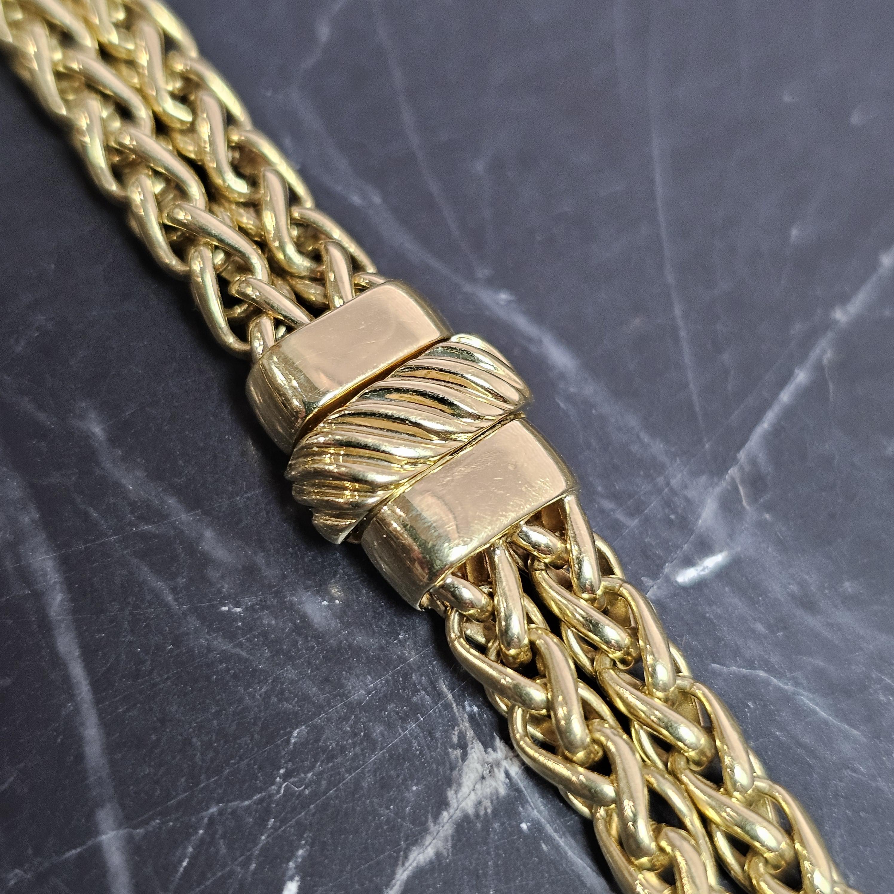 David Yurman 18k Goldes Double Wheat Chain Donut Pendant 20