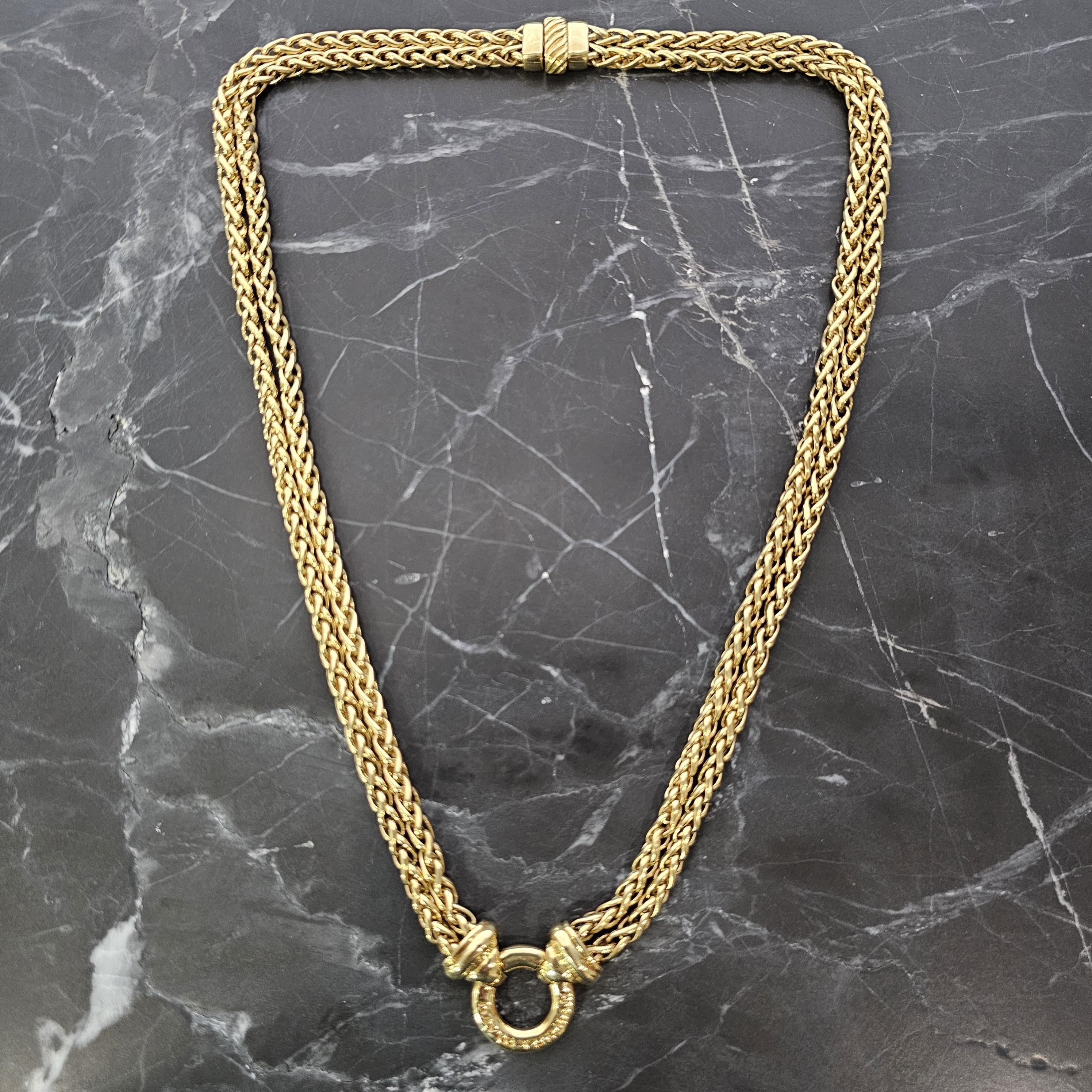 David Yurman 18k Goldes Double Wheat Chain Donut Pendant 20