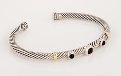 David Yurman 18K Gold & Silver  Cable Classic Renaissance Red Garnet Onyx 4mm