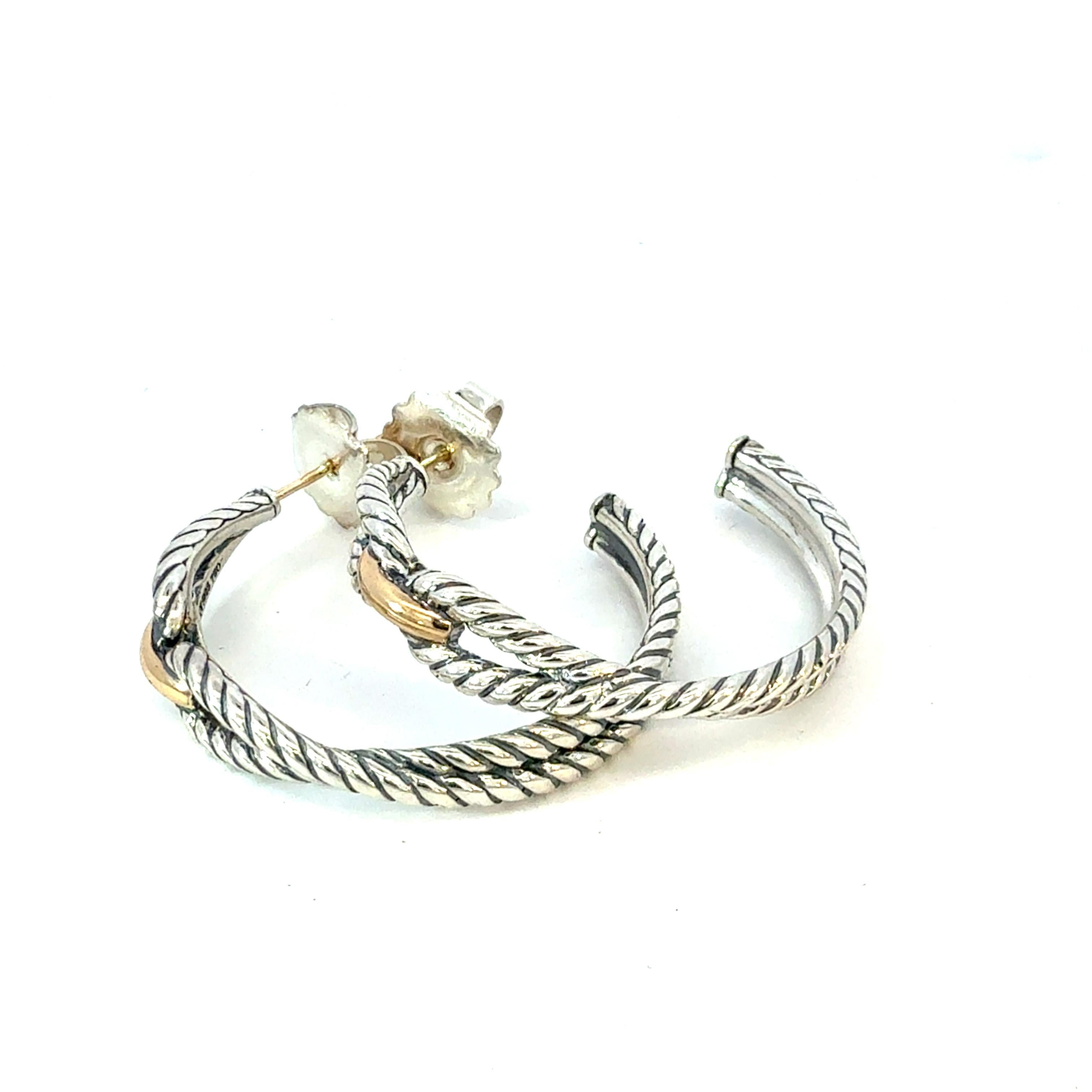 David Yurman Orecchini a cerchio in oro e argento 18k A. Silver Estate in vendita 1
