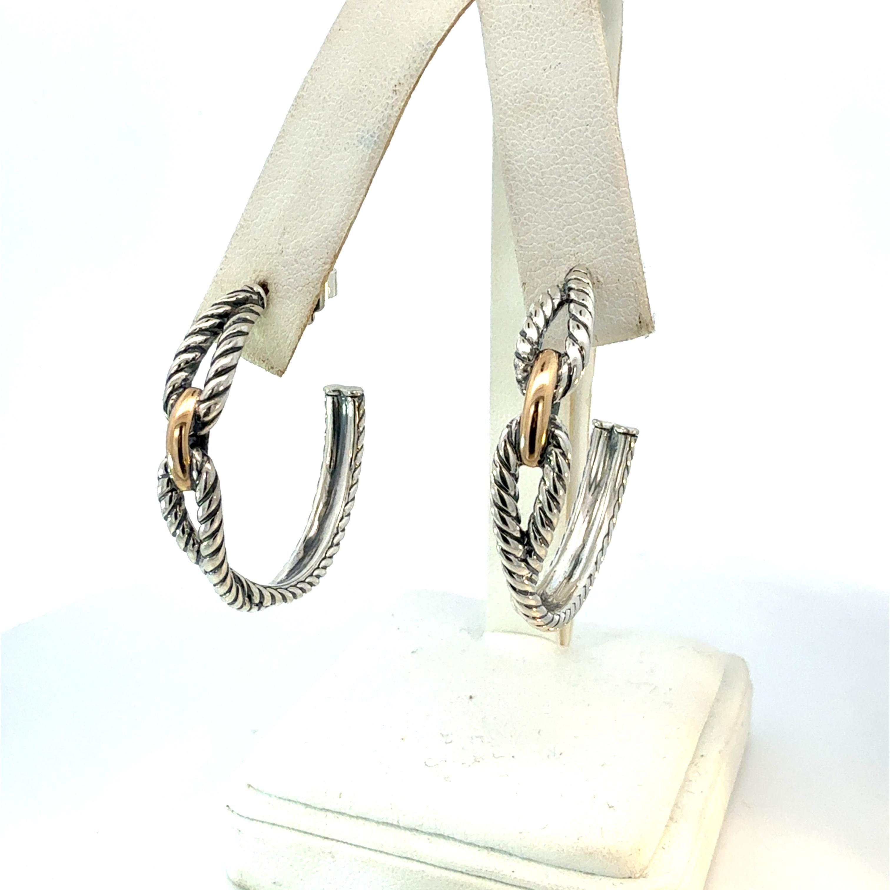 David Yurman Orecchini a cerchio in oro e argento 18k A. Silver Estate