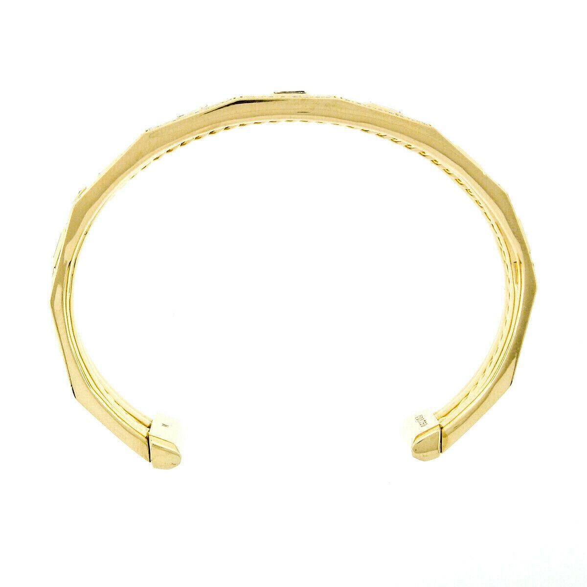 Women's David Yurman 18 Karat Gold Stax Diamond and White Enamel Bracelet Medium