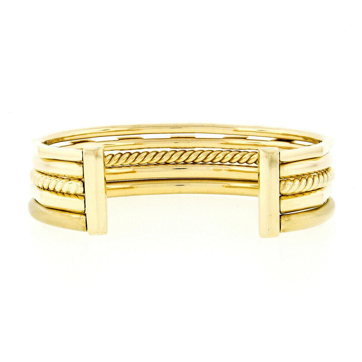 David Yurman 18 Karat Gold Stax Diamond and White Enamel Bracelet Medium 1