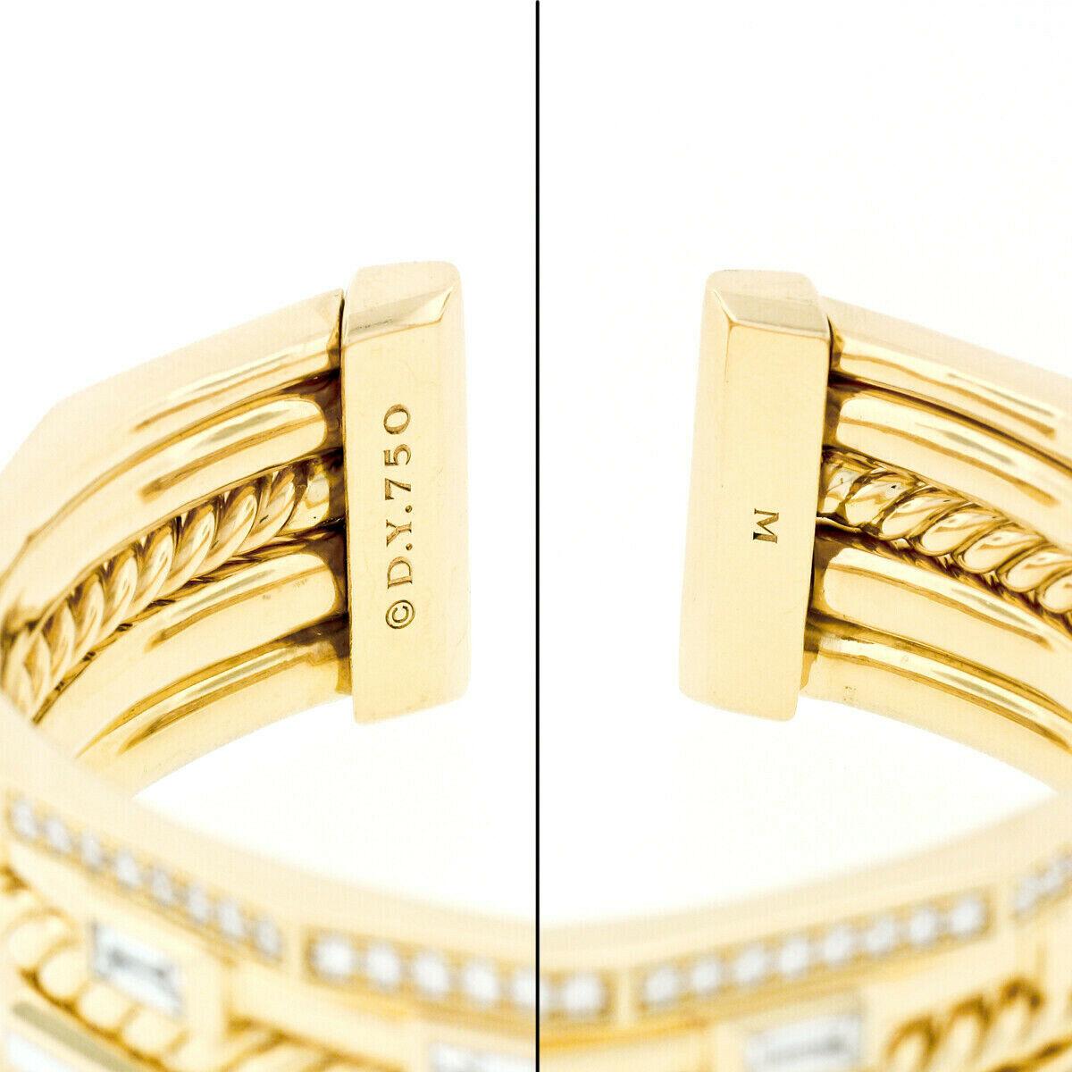 David Yurman 18 Karat Gold Stax Diamond and White Enamel Bracelet Medium 2
