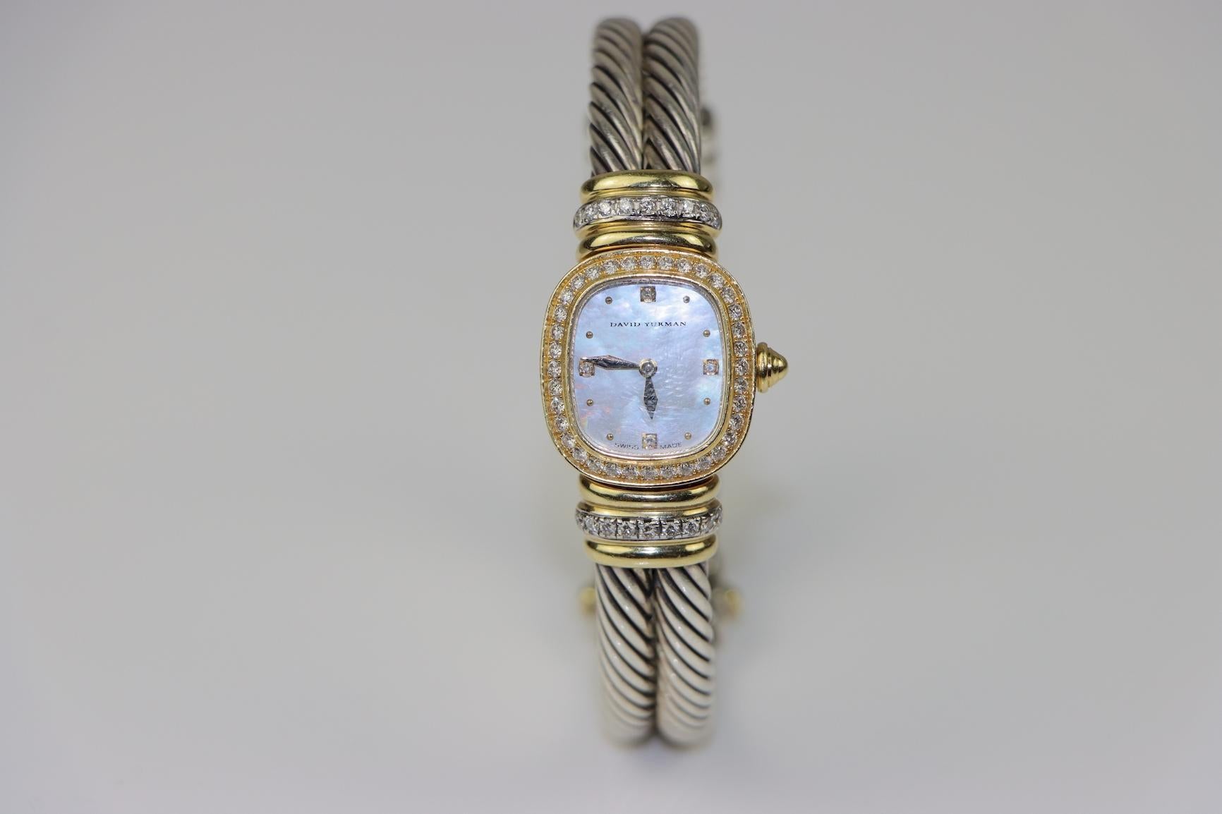David Yurman - Orologio da polso in oro 18 carati e diamanti Sterling - Quadrante MOP in vendita 8