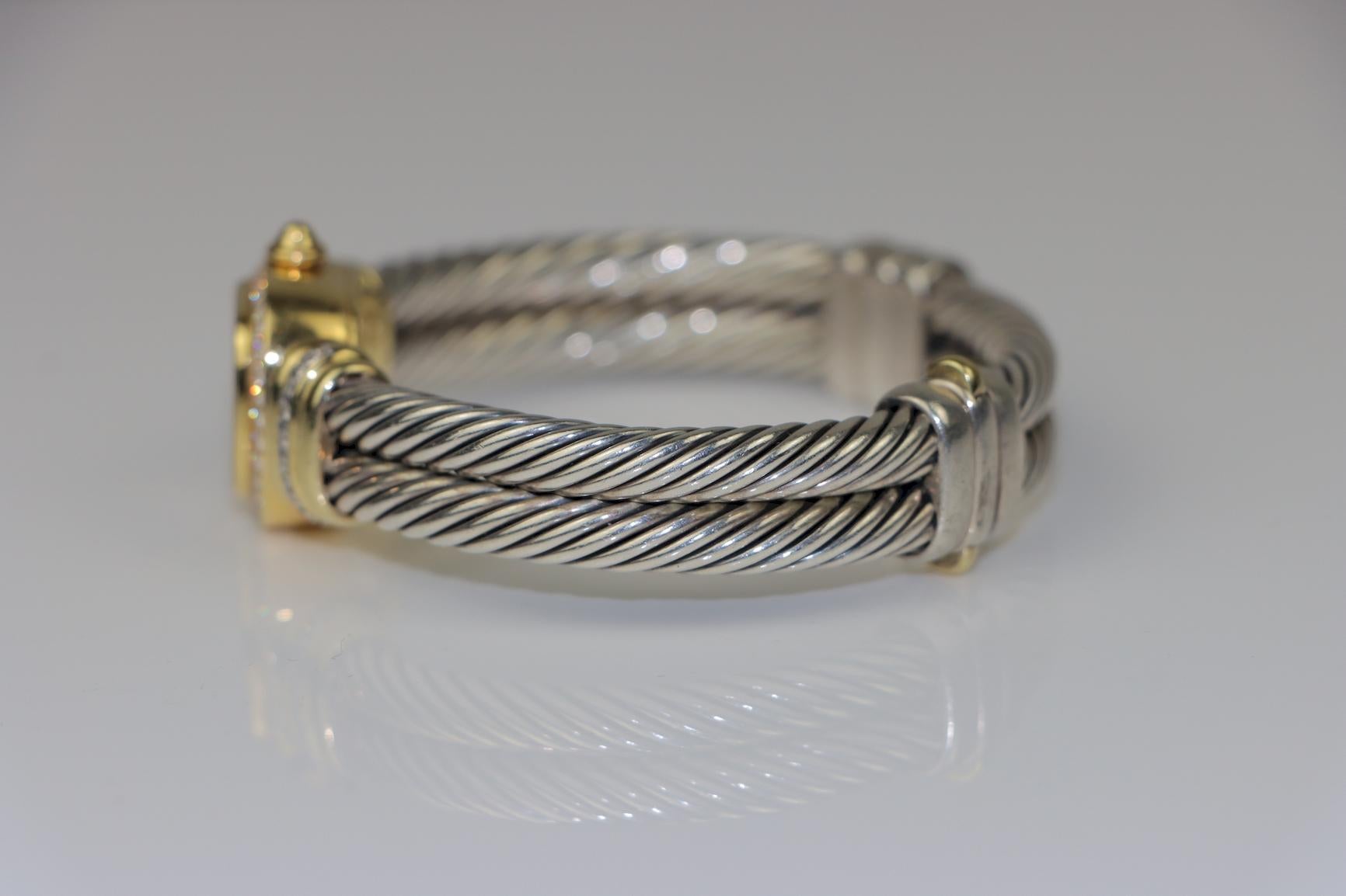 Taglio rotondo David Yurman - Orologio da polso in oro 18 carati e diamanti Sterling - Quadrante MOP in vendita