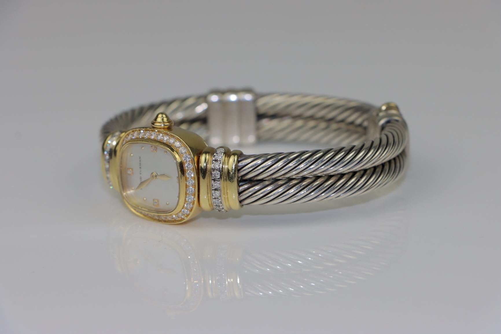David Yurman - Orologio da polso in oro 18 carati e diamanti Sterling - Quadrante MOP In condizioni buone in vendita a Flushing, NY