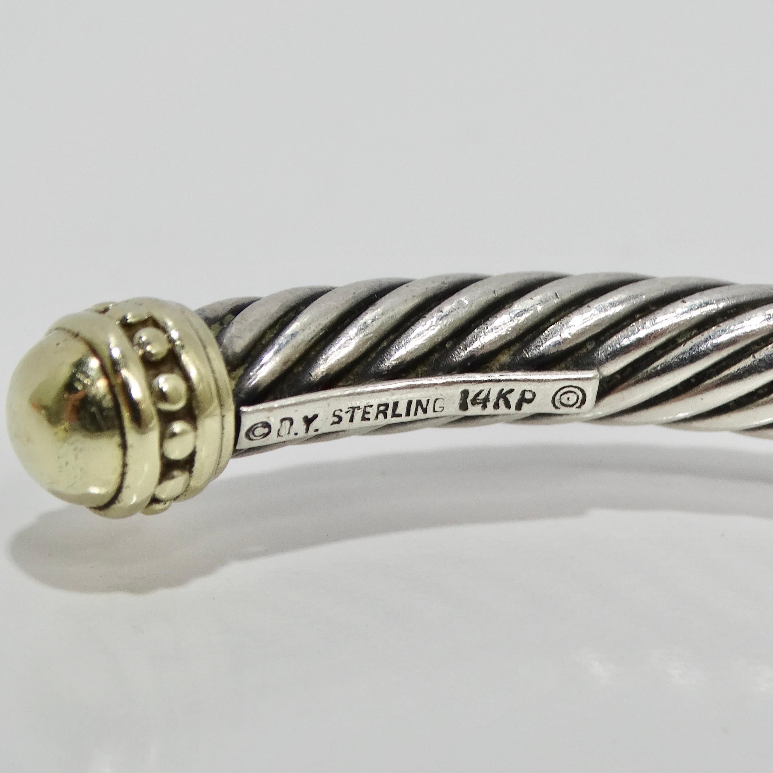 David Yurman 18K Gold Sterling Silver Classic Cable Cuff Bracelet 2