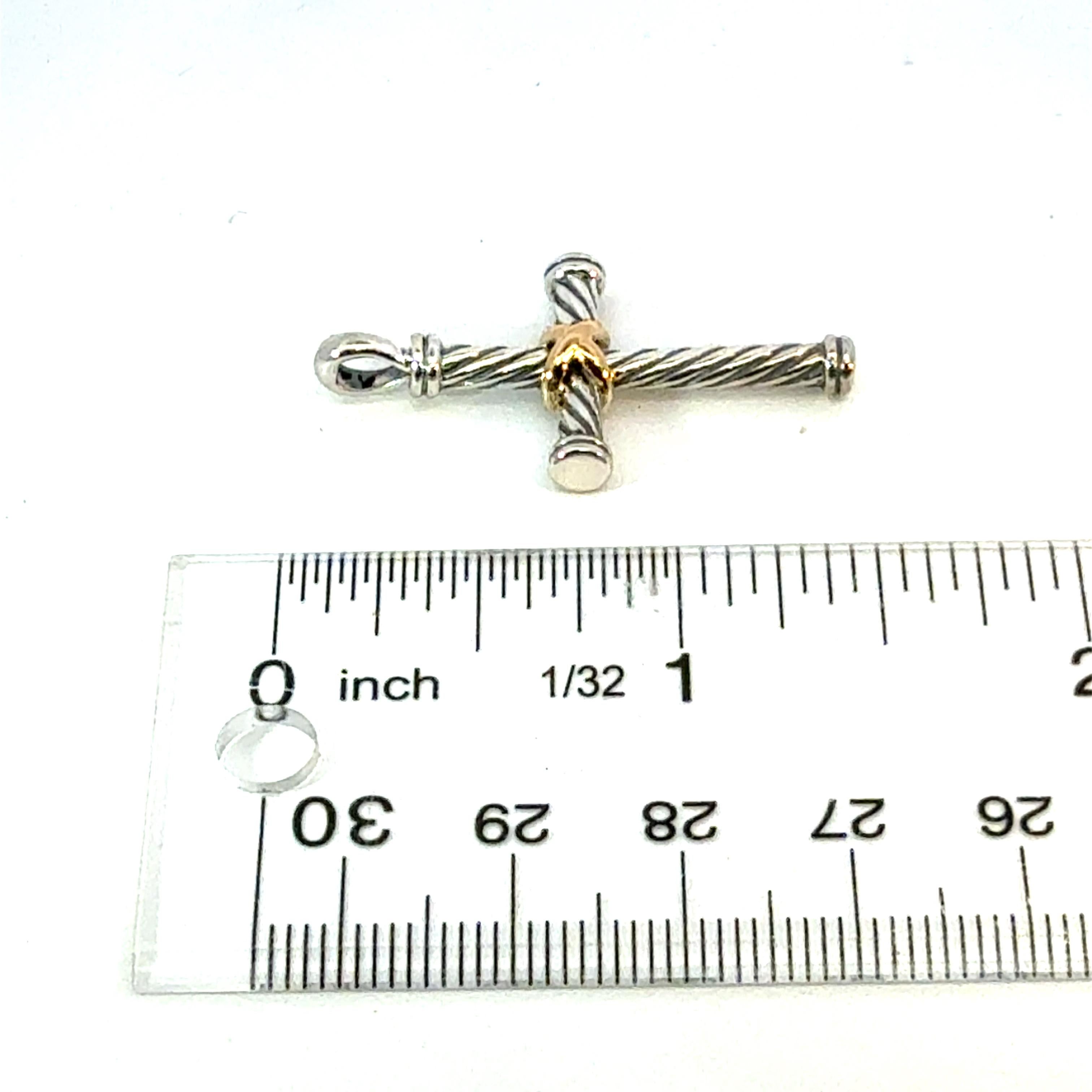 David Yurman Pendentif croix en or 18 carats et argent sterling en vente 1
