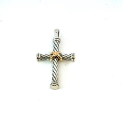 David Yurman 18k Gold & Sterling Silver Cross Pendant Estate
