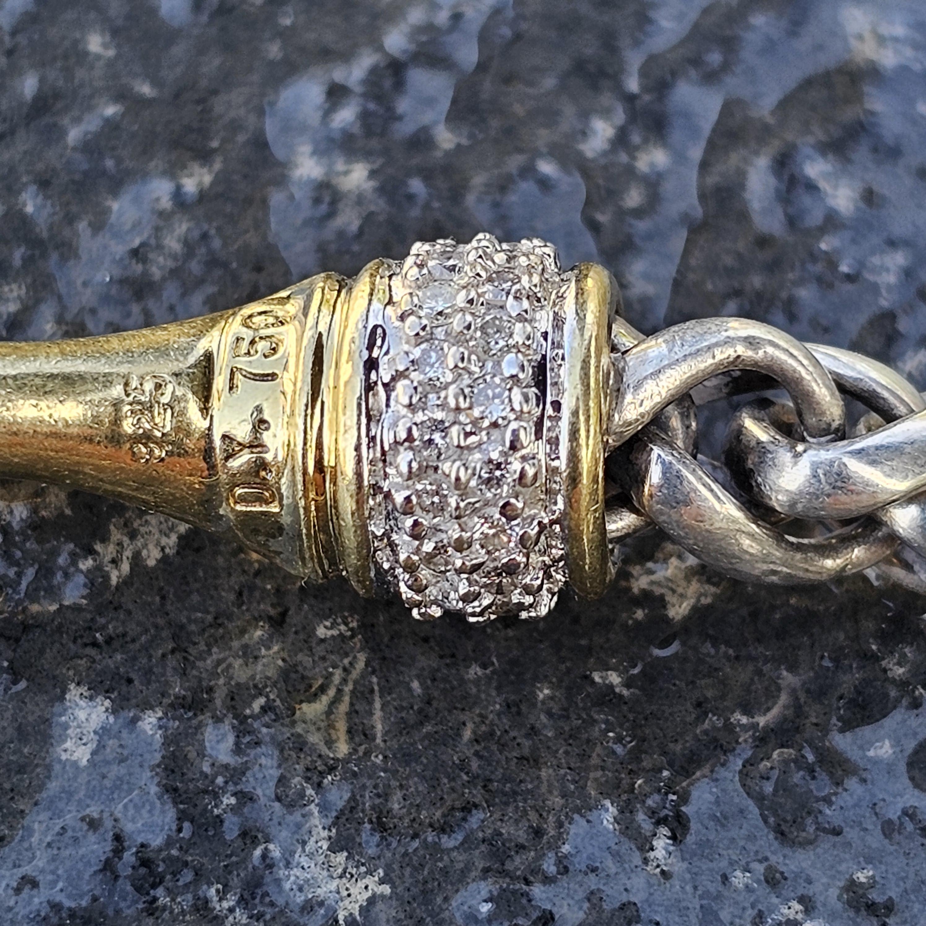David Yurman - Collana con catena di grano con chiusura a diamante in argento sterling e oro 18 carati - 16
