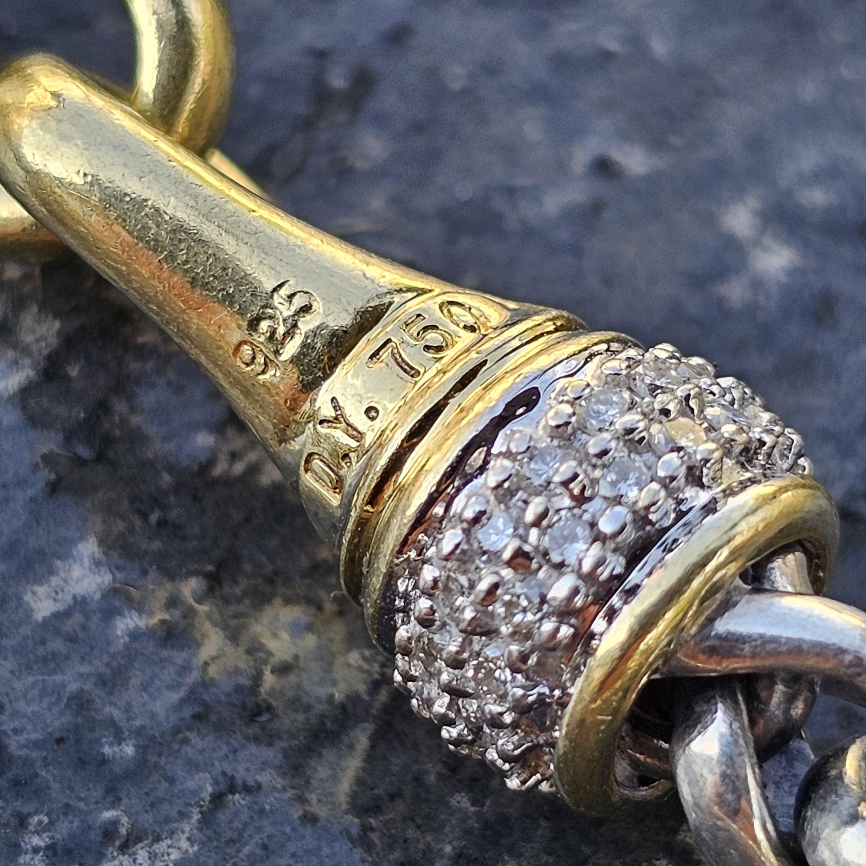 Donna David Yurman - Collana con catena di grano con chiusura a diamante in argento sterling e oro 18 carati - 16