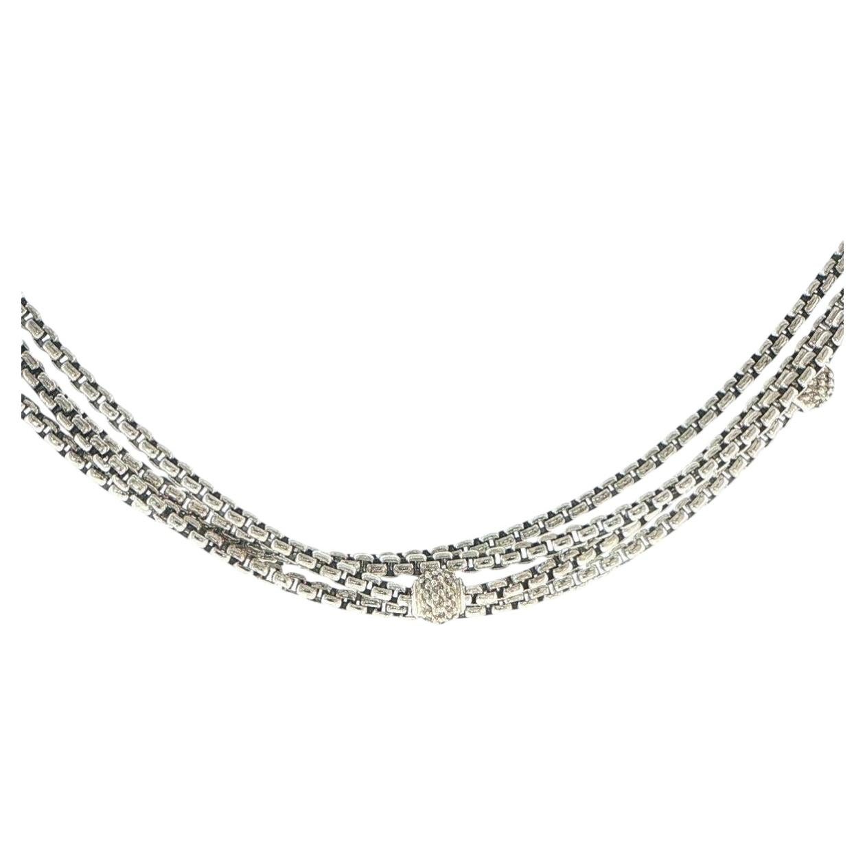 Collar de David Yurman de oro de 18 quilates y plata de ley con cuatro hilos y diamantes