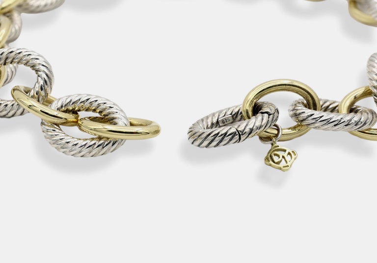 David Yurman 18k Gold Sterling Silver Large Oval Chain Link Necklace photo 3