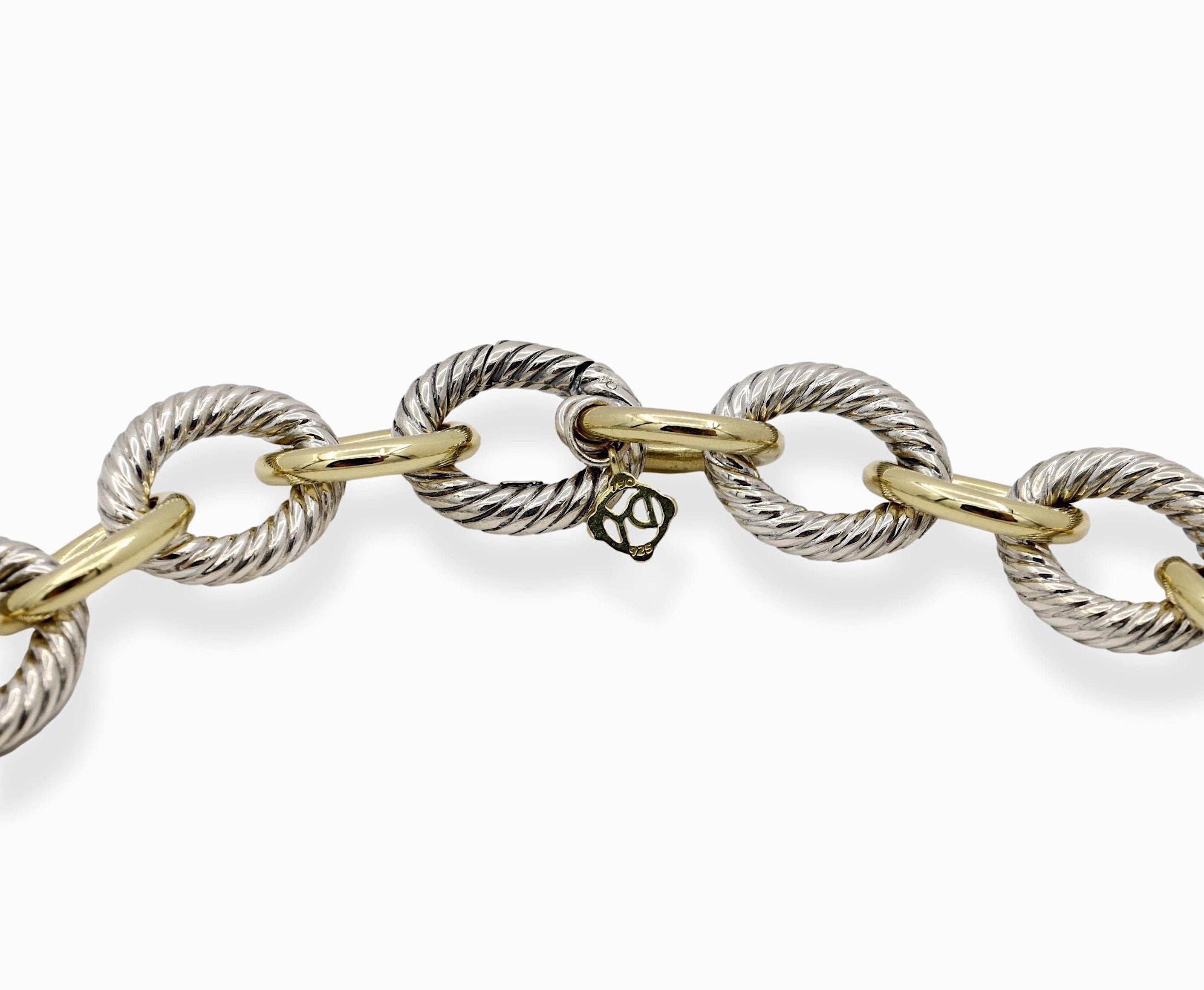 David Yurman, grand collier à maillons ovales en or 18 carats et argent sterling Pour femmes en vente
