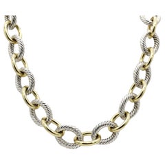 Used David Yurman 18k Gold Sterling Silver Large Oval Chain Link Necklace